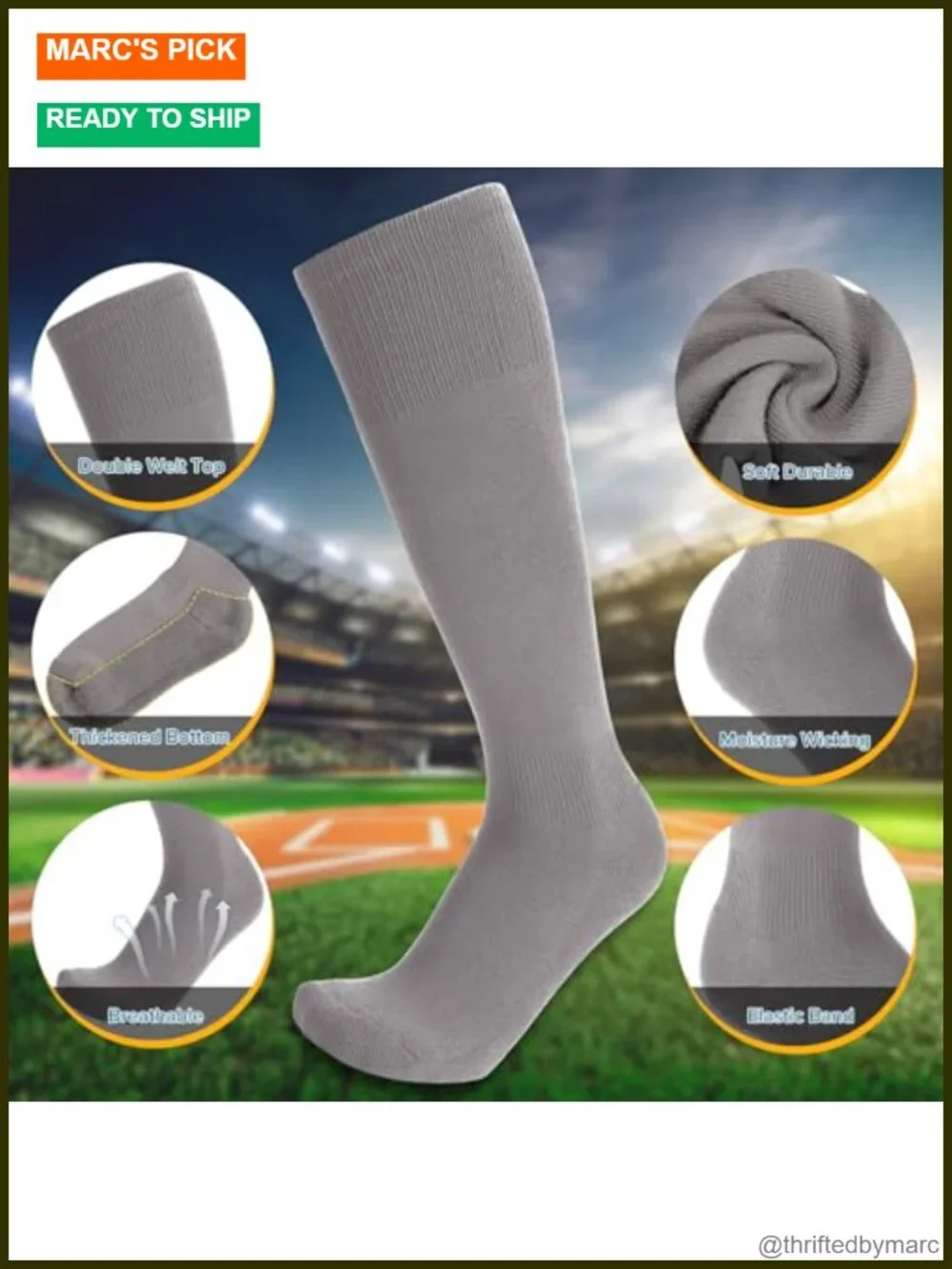 Youth Baseball Socks and Belt Combo Set - 2 Pairs Socks & 1 Belt - Adjustable,